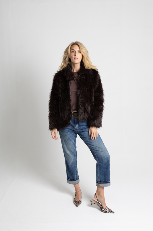 Chocolate Faux Fur Bomber