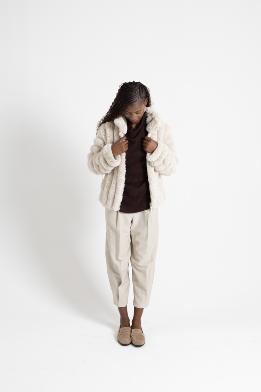 Waffle Funnel Neck Knit