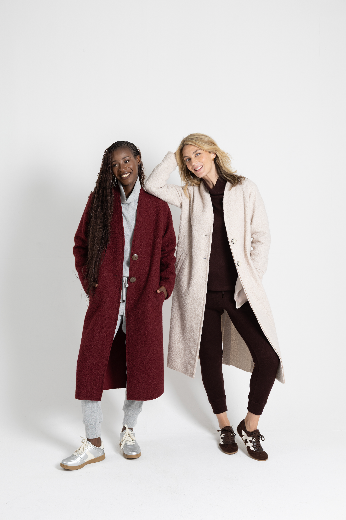 Two-button Long Coat - Boiled Wool
