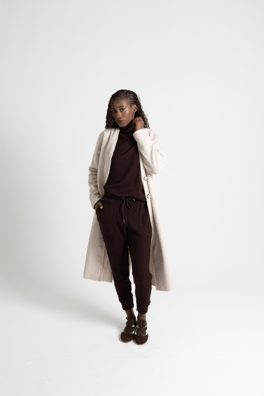 Two-button Long Coat - Boiled Wool