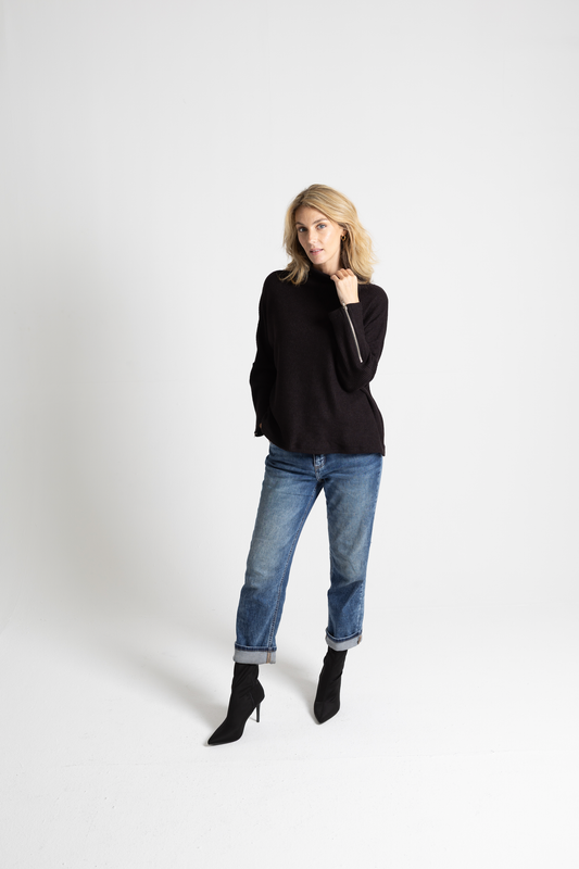 Funnel Neck Zip Knit