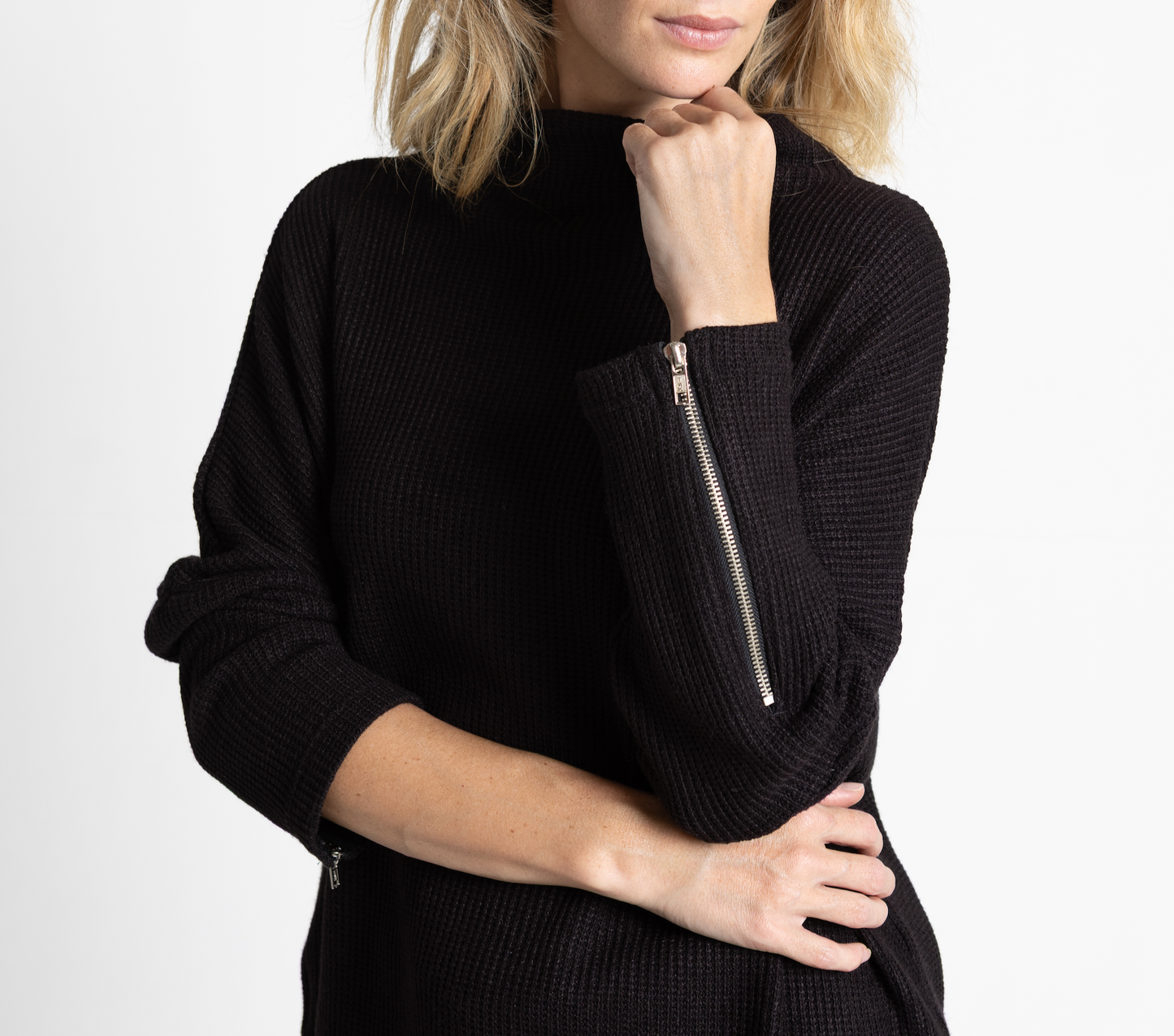 Funnel Neck Zip Knit