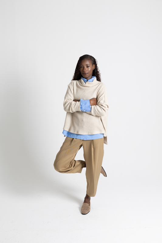 Waffle Funnel Neck Knit