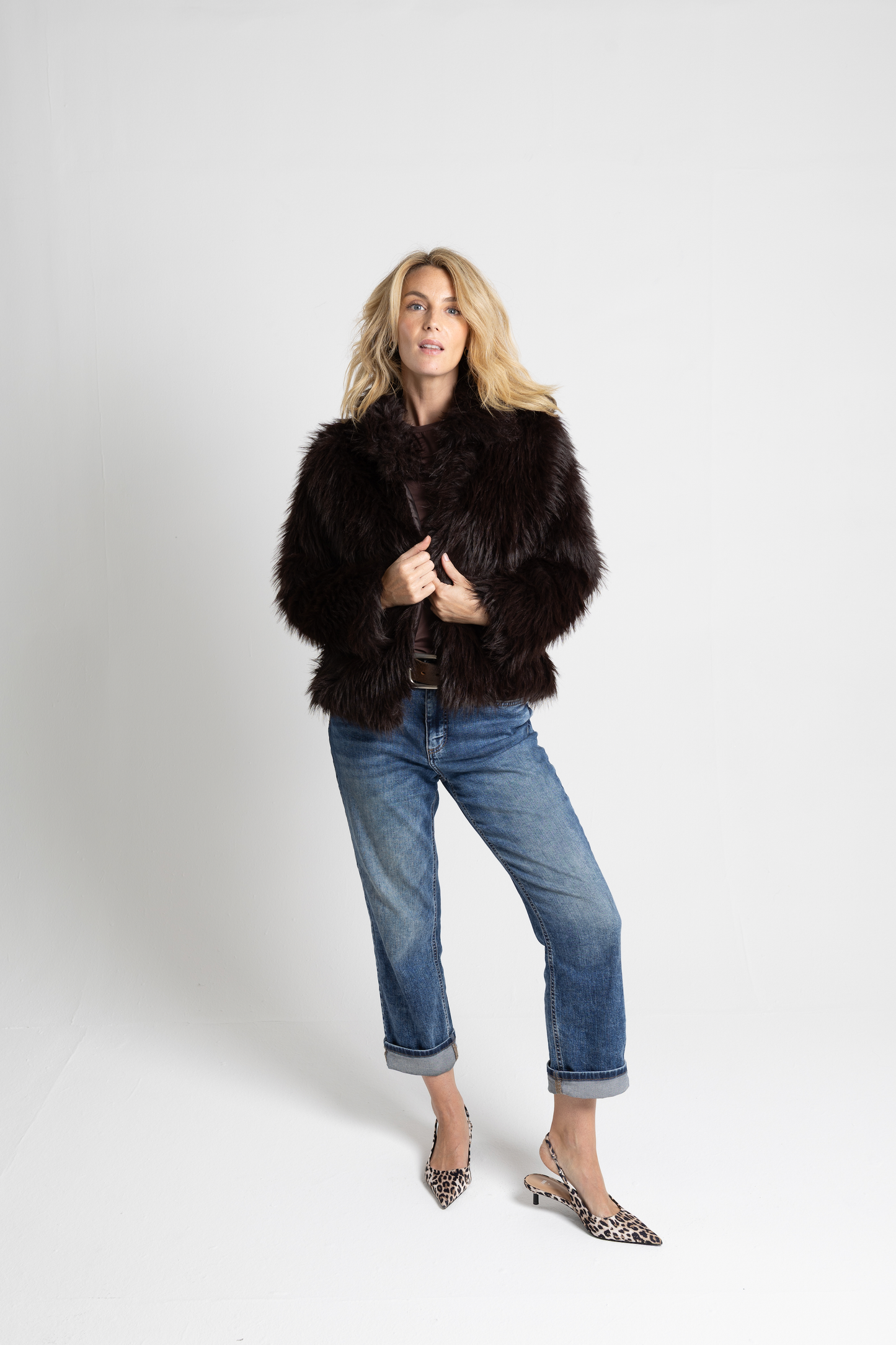 Chocolate Faux Fur Bomber