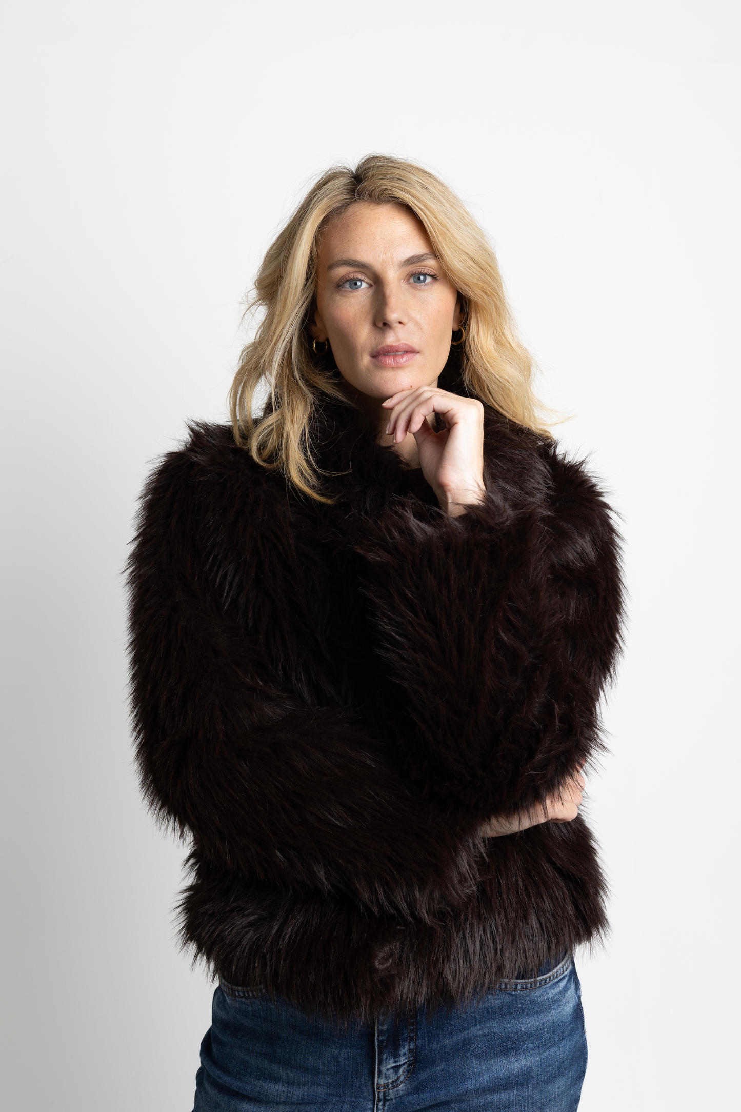 Chocolate Faux Fur Bomber
