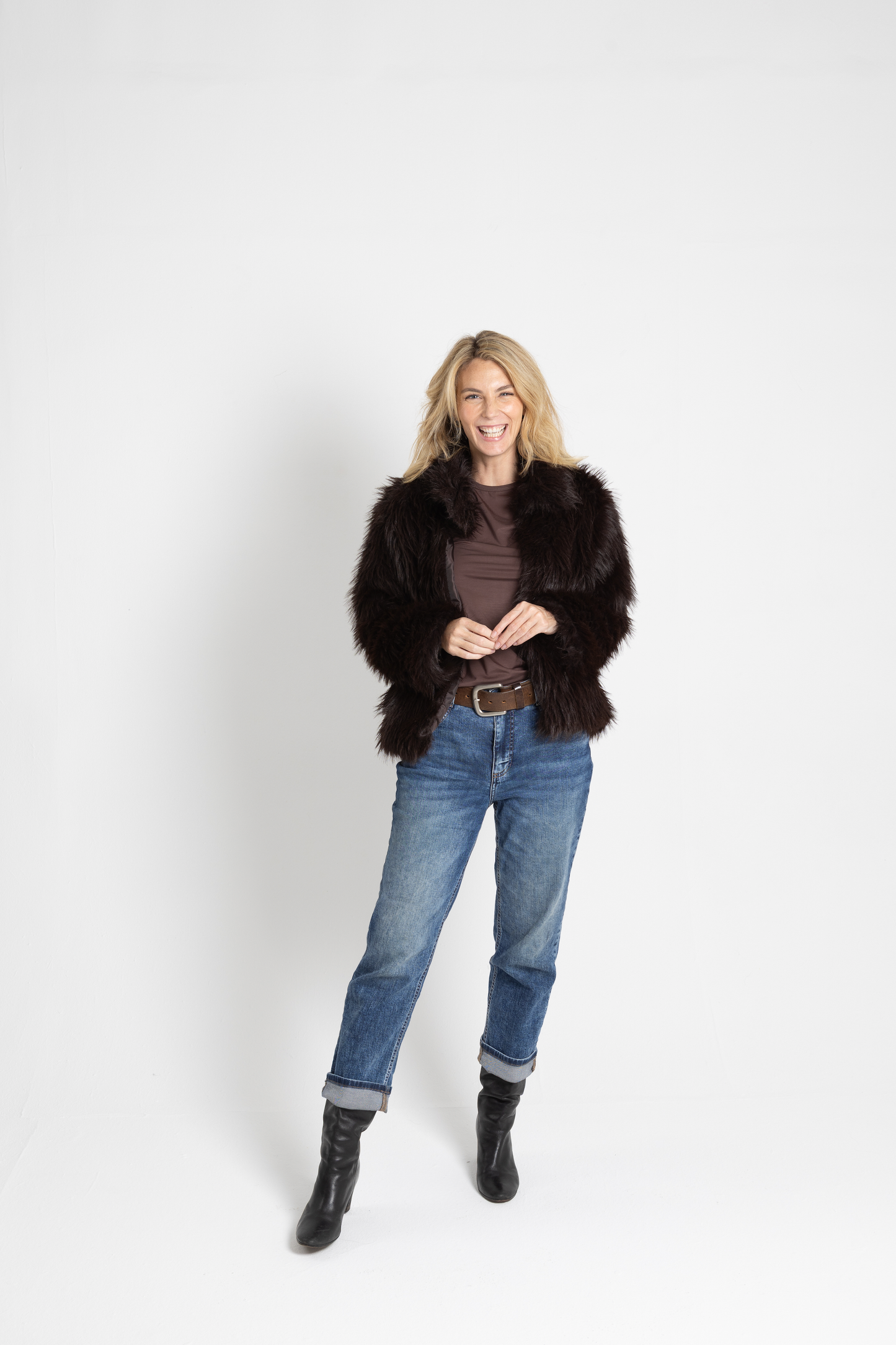 Chocolate Faux Fur Bomber