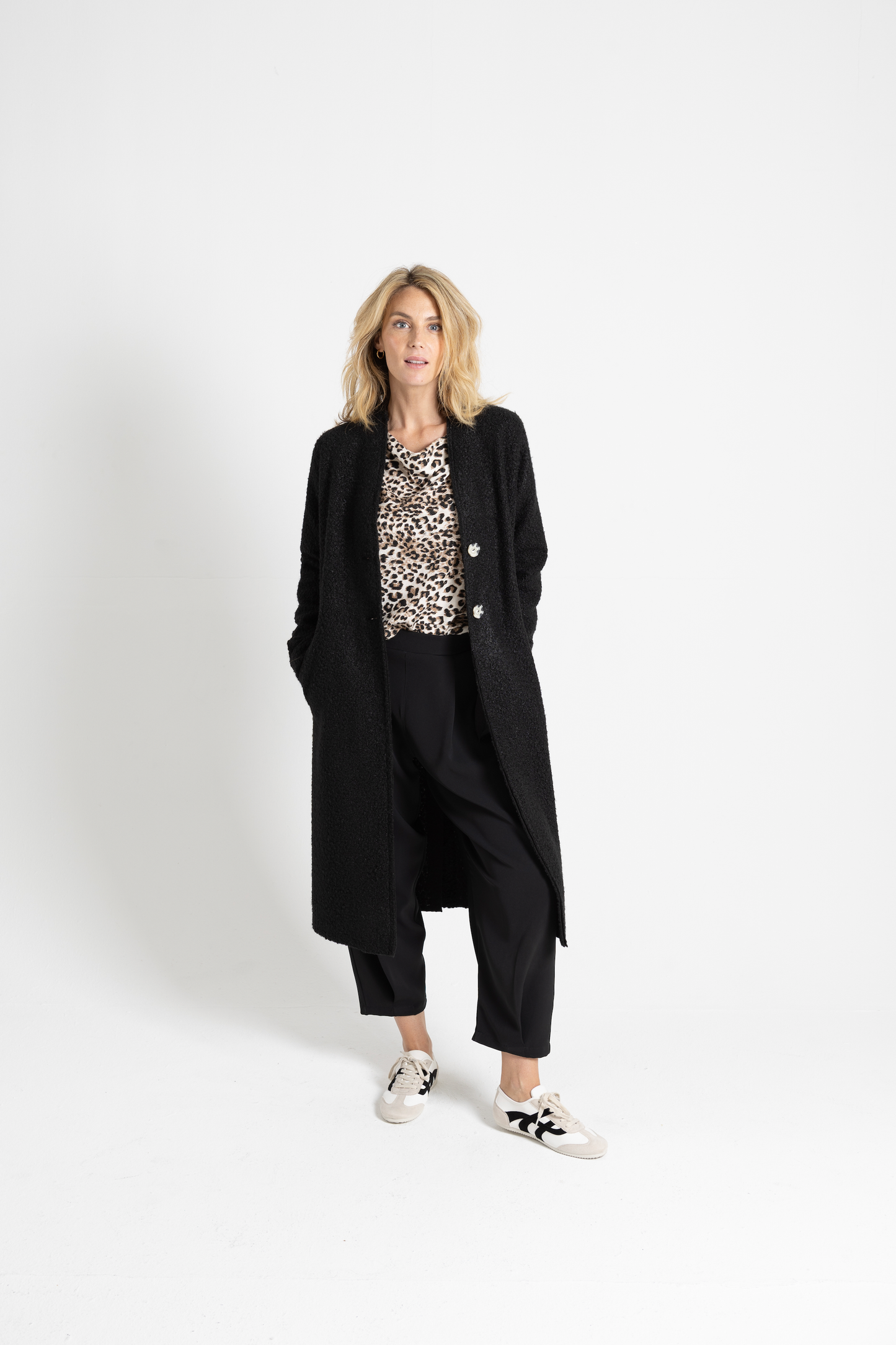 Two-button Long Coat - Boiled Wool