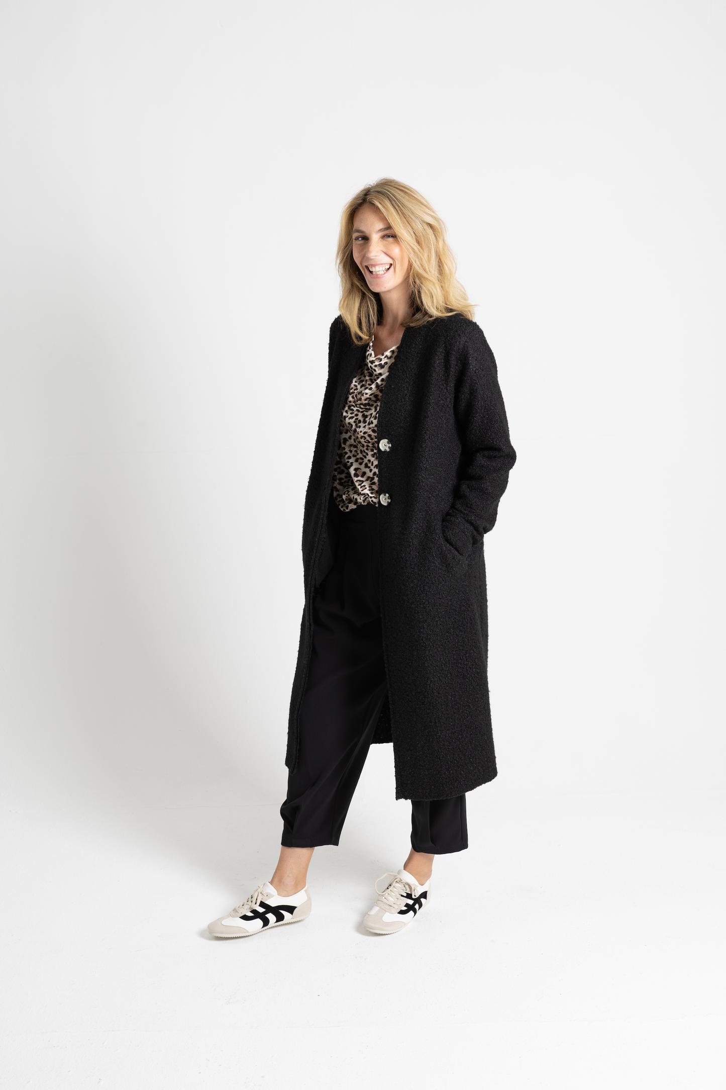 Two-button Long Coat - Boiled Wool