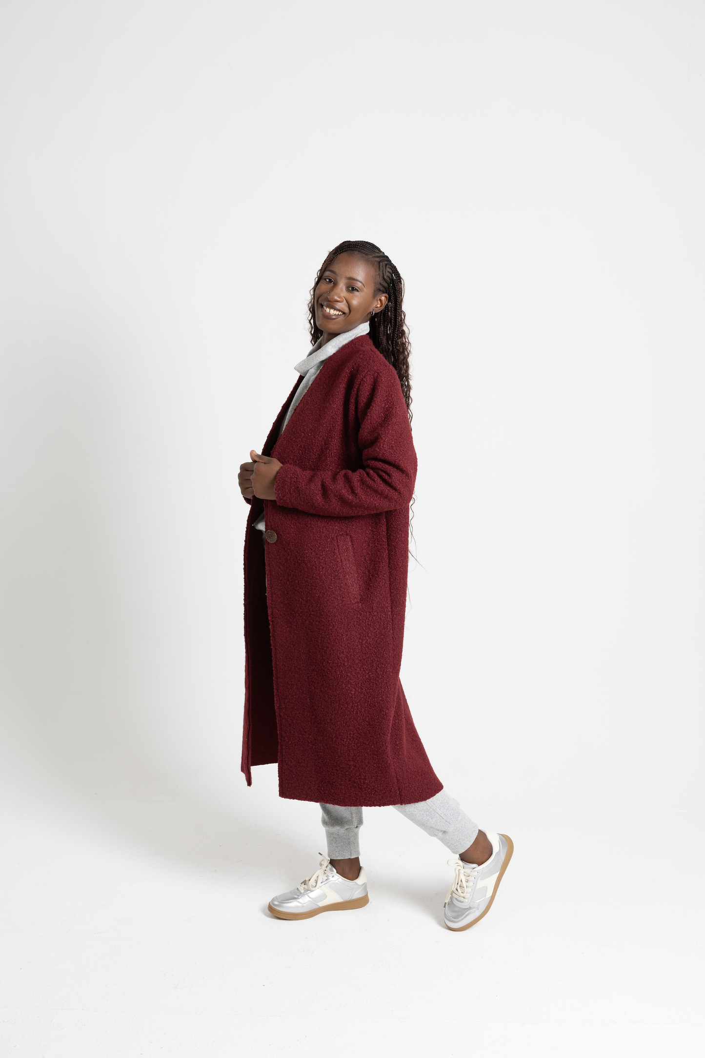 Two-button Long Coat - Boiled Wool