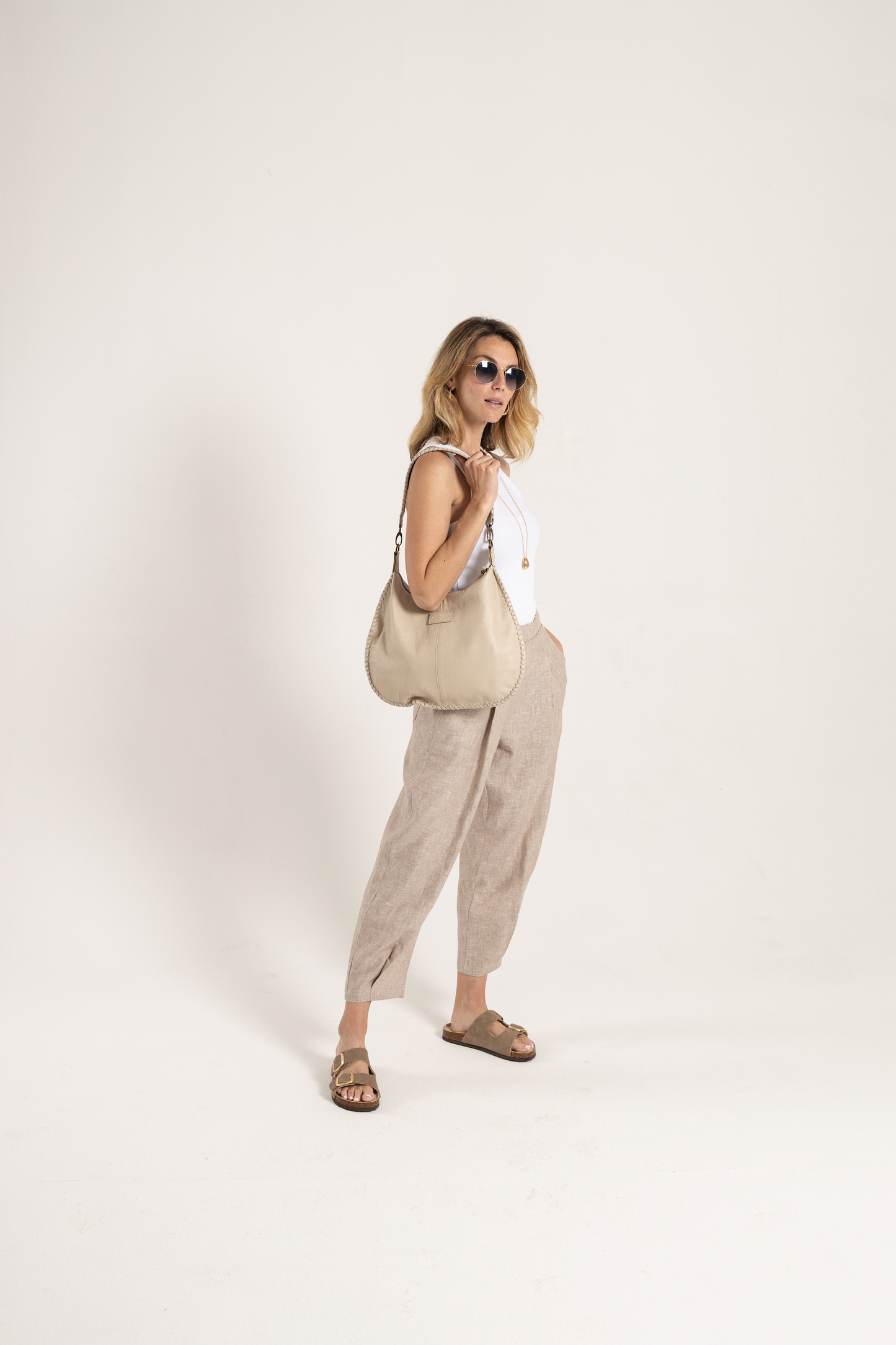 Barrel Leg Linen Pants