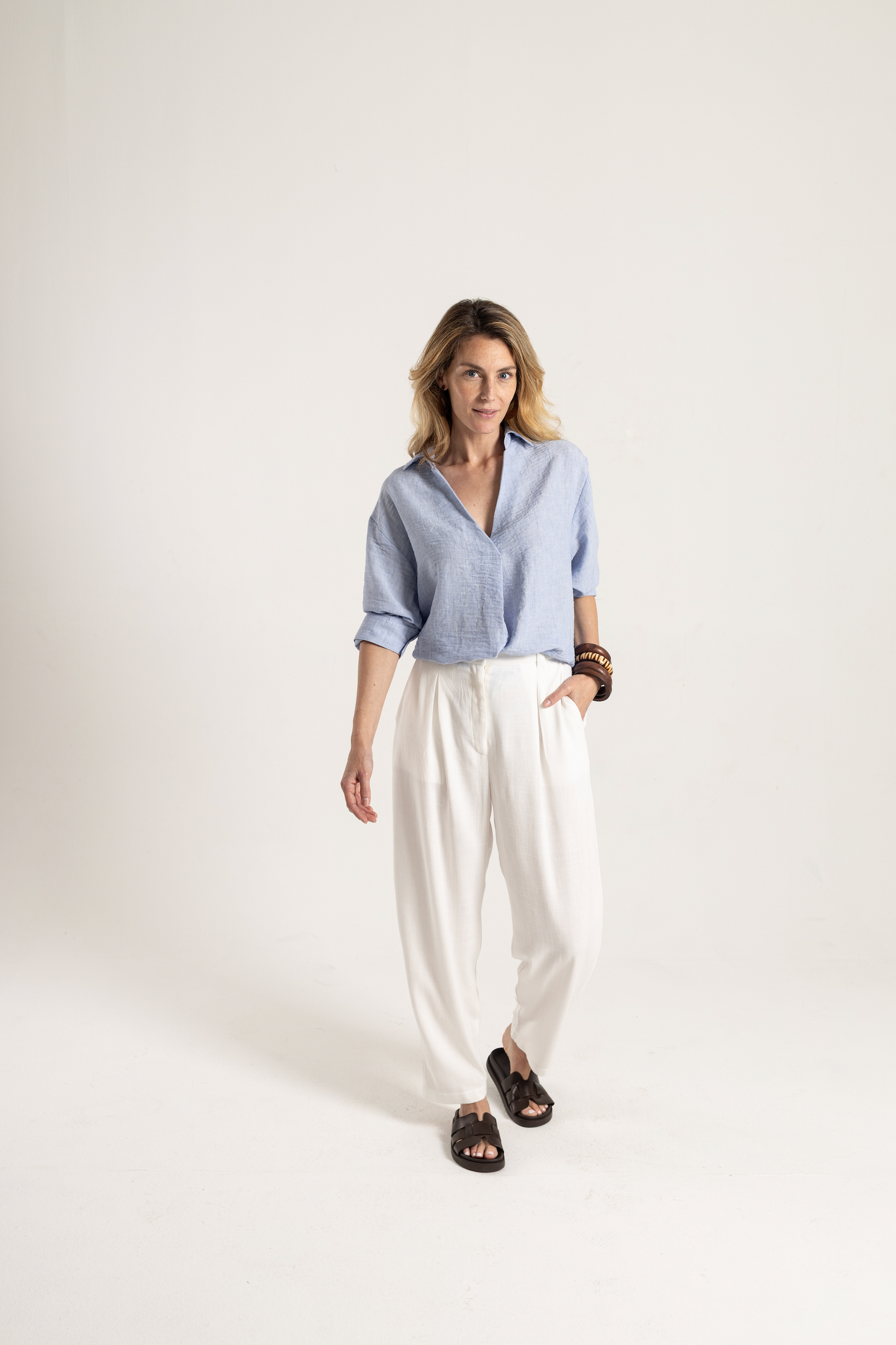 Barrel Leg Linen Pants